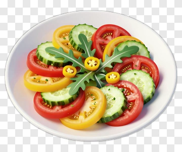 Colorful Salad With Tomatoes And Cucumbers PNG