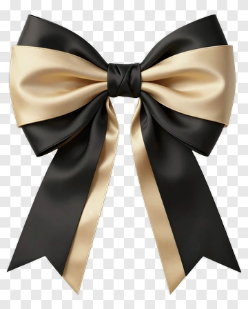 Black And Gold Ribbon Bow PNG