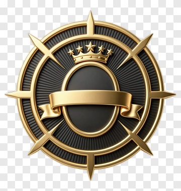 Golden Crown Emblem With Decorative Banner PNG
