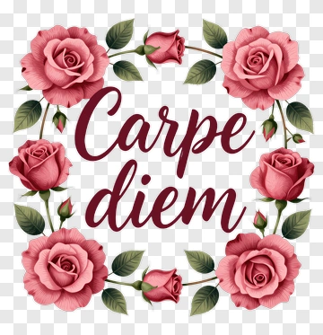Carpe Diem Surrounded By Pink Roses PNG