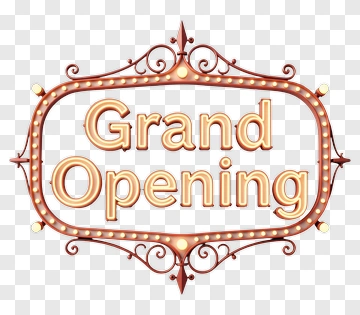 Grand Opening Sign With Decorative Frame PNG