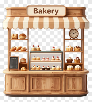 Bakery Stand With Pastries And Cupcakes PNG