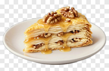Delicious Honey Walnut Cake Slice PNG
