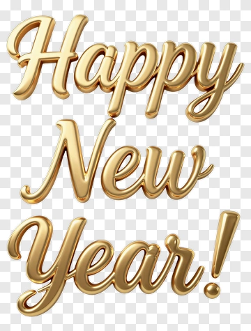 Happy New Year Text Design PNG