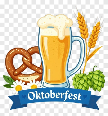 Oktoberfest Beer Mug With Pretzel And Hops PNG