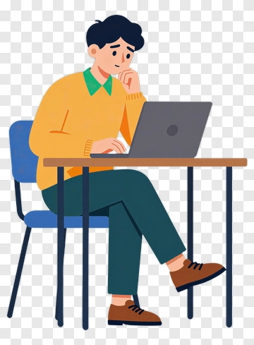 Student Working On A Laptop PNG
