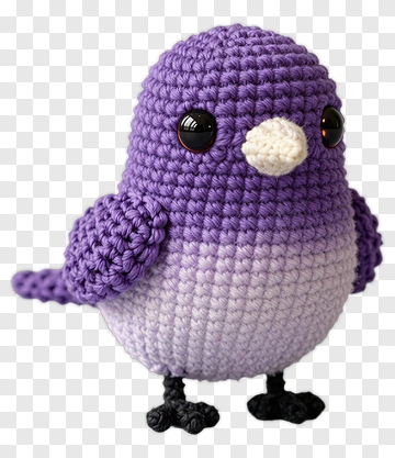 Crocheted Purple Bird PNG