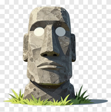 Moai Statue With Grass PNG