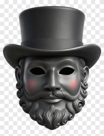 3D Black Mask With Top Hat PNG