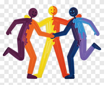 Colorful Cartoon People Holding Hands PNG