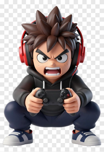 Cartoon Gamer Holding A Video Game Controller PNG