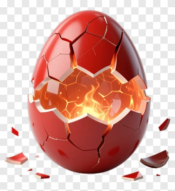 Cracked Red Egg With Glowing Interior PNG