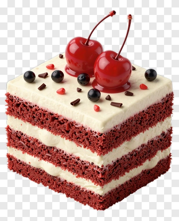 Red Velvet Cake With Cherries And Chocolate Sprinkles PNG