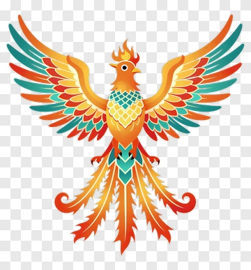 Colorful Phoenix With Outstretched Wings PNG