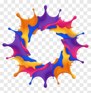 Colorful Paint Splash Frame PNG