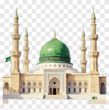 Green Dome Mosque With Minarets PNG