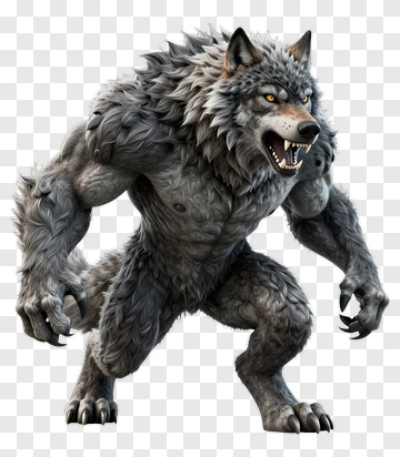 3D Werewolf With Fierce Expression PNG