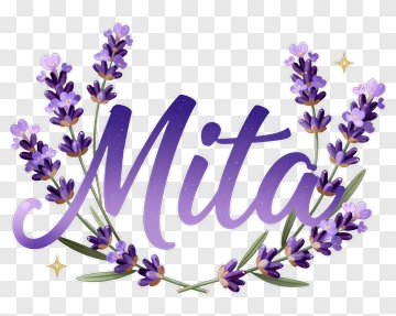 Lavender Floral Design With The Name Mita PNG