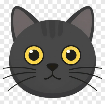 Cartoon Black Cat Face PNG