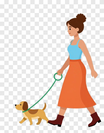 Woman Walking A Dog PNG