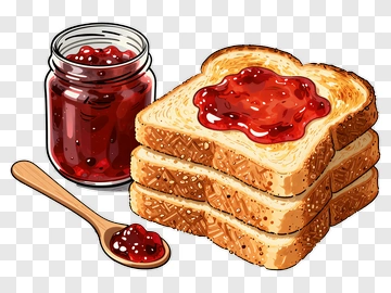 Toast With Strawberry Jam And Spoon PNG