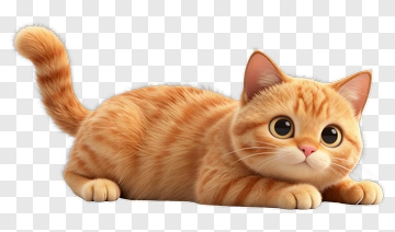 3D Orange Cat Lying Down PNG