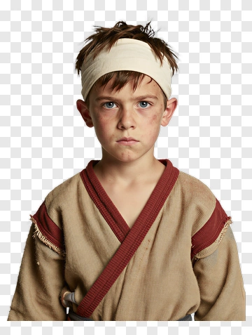 Serious Boy In Martial Arts Uniform PNG