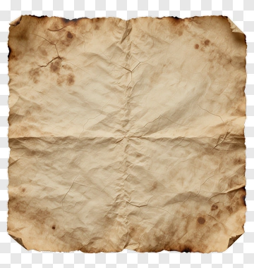 Wrinkled Vintage Paper With Brown Stains PNG