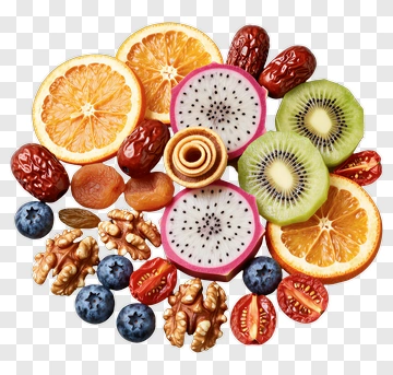 Colorful Assorted Fruits And Nuts PNG