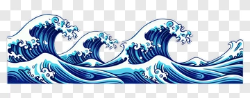 Stylized Waves In Blue And White PNG