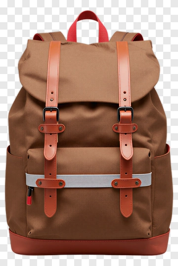 Brown Backpack With Leather Straps PNG
