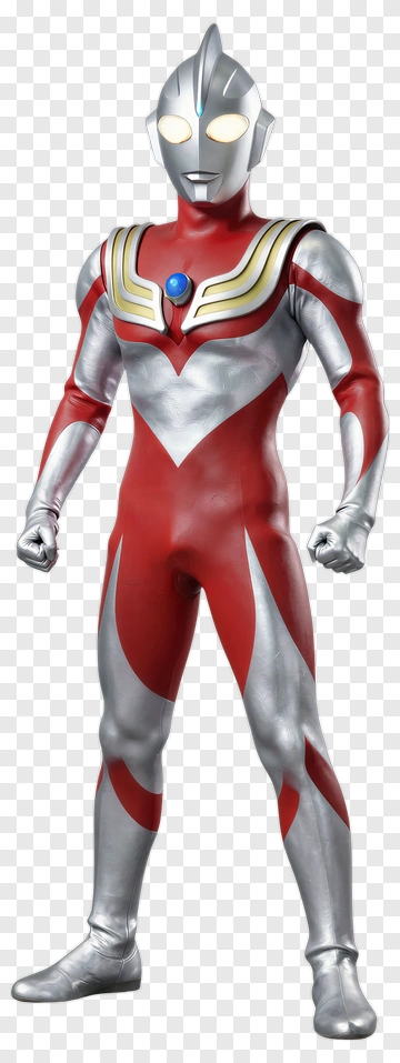 Ultraman Character In Silver And Red Suit PNG