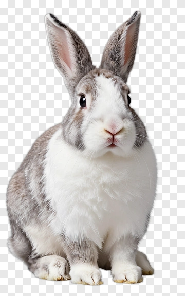 Rabbit With Fluffy White And Gray Fur PNG