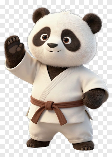 Cartoon Panda In A Karate Uniform PNG