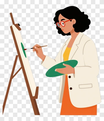Artist Painting On Canvas PNG