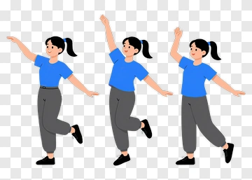 Cartoon Girl Dancing Joyfully PNG