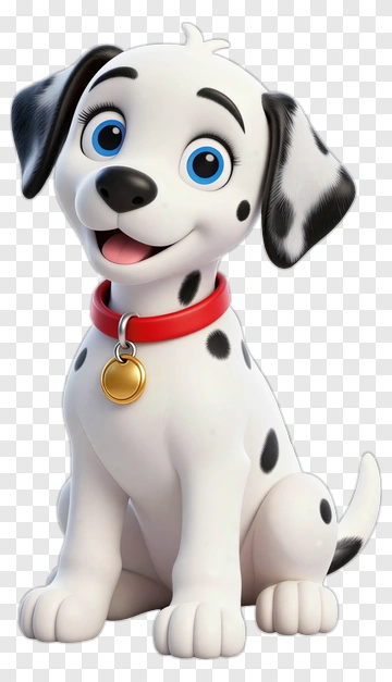 Cartoon Dalmatian Puppy Sitting And Smiling PNG