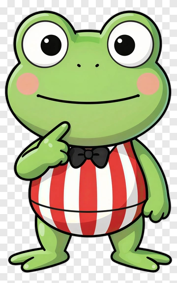Cartoon Frog In Striped Outfit PNG