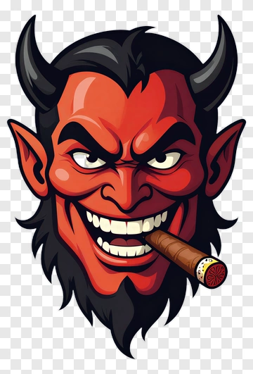 Cartoon Devil Smoking A Cigar PNG