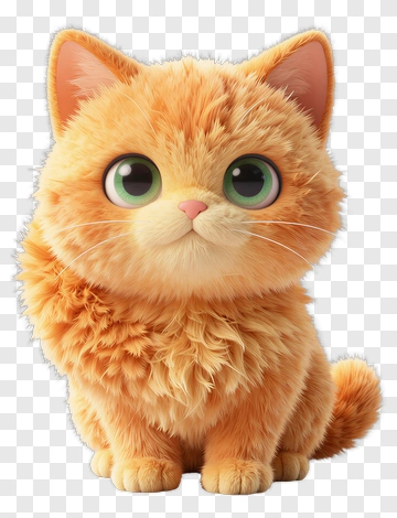 3D Cartoon Orange Cat PNG