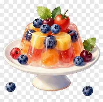 Colorful Fruit Jelly Dessert On A Plate PNG
