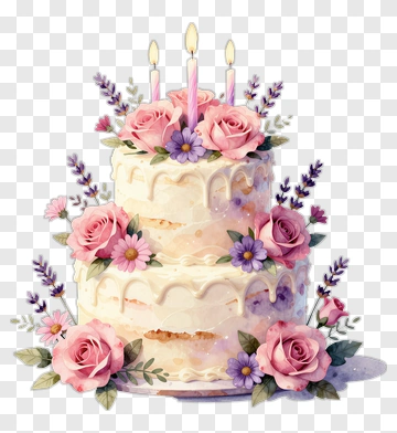 Elegant Wedding Cake With Flowers And Candles PNG