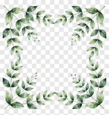 Watercolor Leaf Frame PNG