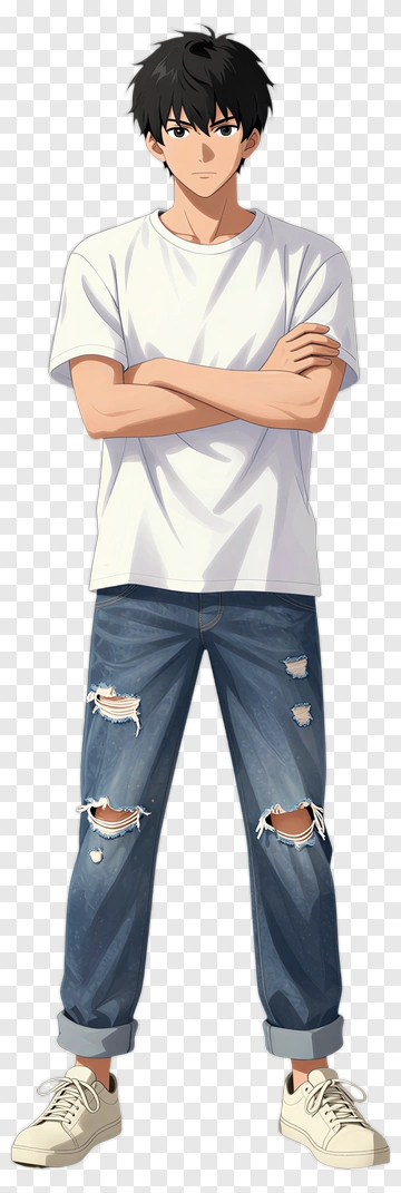 Anime Boy Standing With Arms Crossed PNG