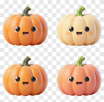 Cartoon Pumpkins With Happy Faces PNG