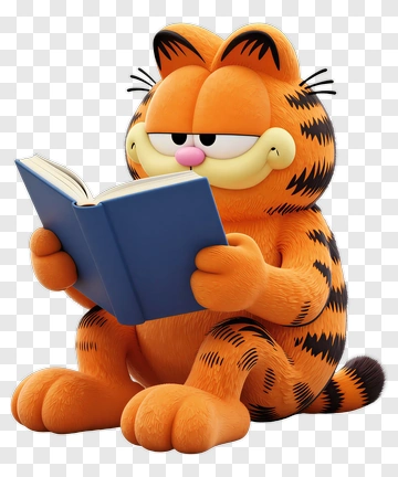 Cartoon Cat Reading A Book PNG
