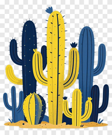 Colorful Cactus Arrangement PNG