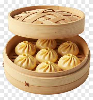 Steamed Dumplings In A Bamboo Steamer PNG