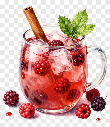 Raspberry Drink With Ice And Mint PNG