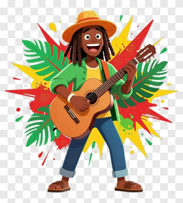 Cartoon Musician Playing Guitar PNG